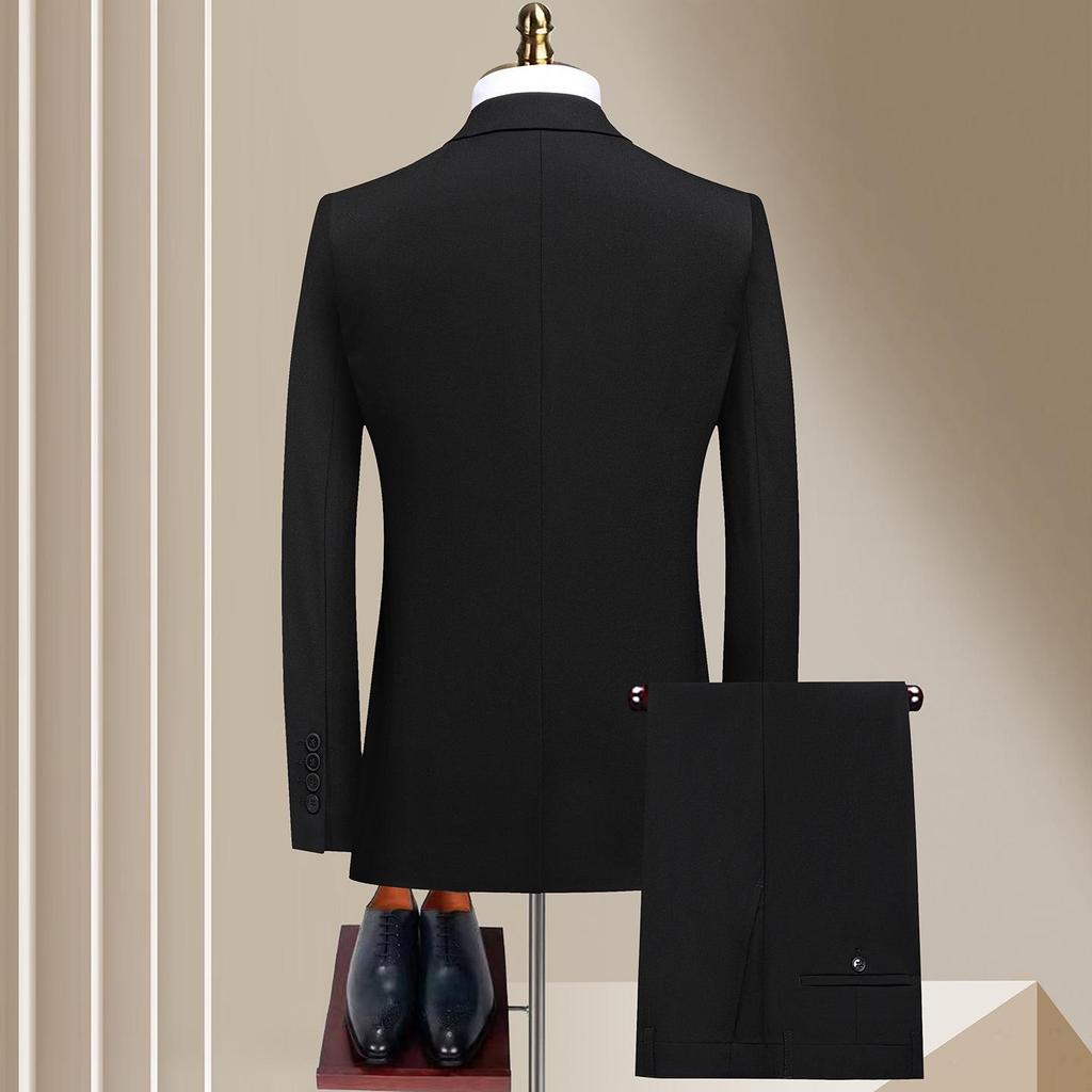 2026 Spring Men's Slim Fit Korean Wool Suit Set - Business, Wedding, Formal Wear