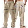 American Linen Autumn Men's Casual Home Beach Loose Trendy Zipper Hip-hop Wide-leg Trousers