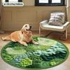 Green Moss Round Rug, Non-Slip Machine Washable Mat for Living Room, Bedroom, Entryway, Outdoor Decor, Nature Theme
