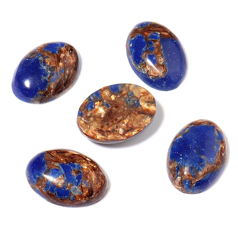 2pcs/lot Natural Stone Cabochon Colorful Imperial Jasper Oval Beads Gemstone Cabochon For DIY Necklace Rings Jewelry Accessories