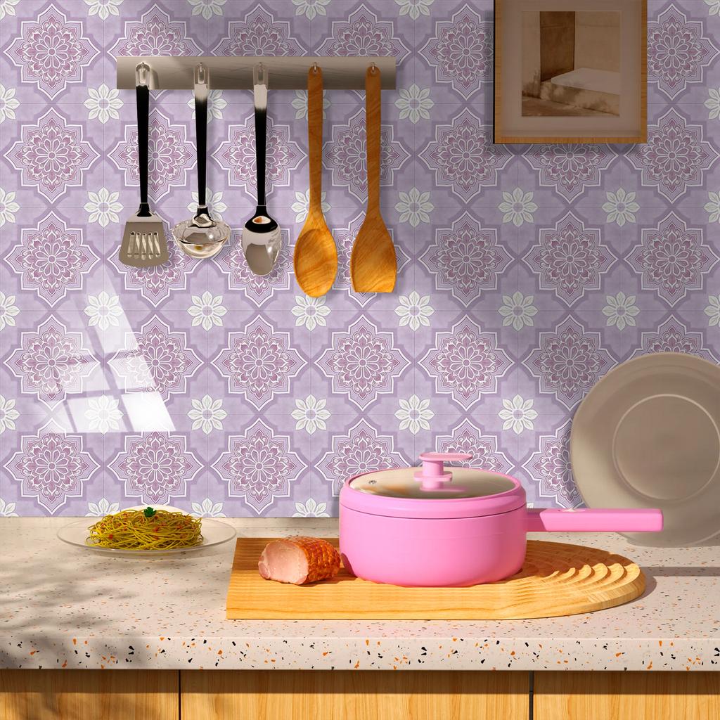 10 Pezzi Adesivi Piastrelle Mandala Boho - Decalcomanie Murali in PVC Lucido Cristallo - Murale Autoadesivo Impermeabile per Pavimento Cucina Bagno Decorazione Casa