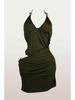 European & American Slim Sexy Low-cut Hollow Backless Halter Bodycon Short Dress