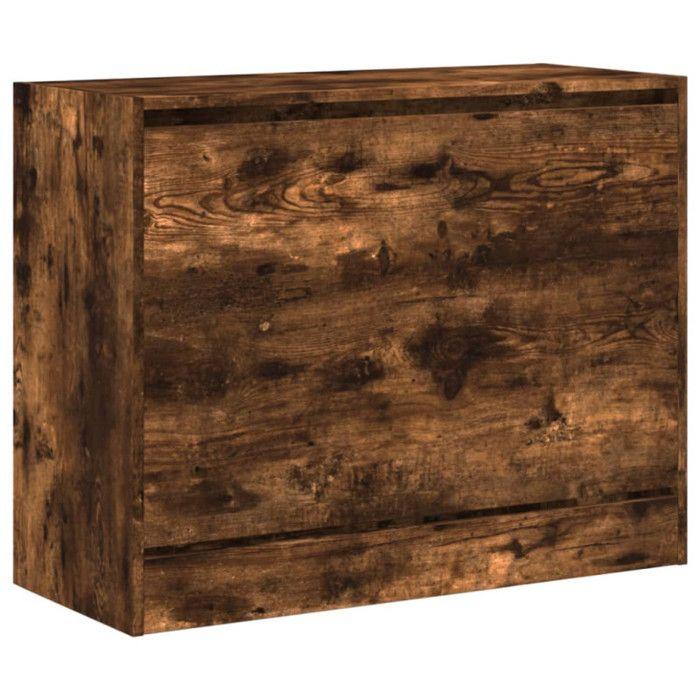 VidaXL Shoe Cabinet Smoked Oak 80x34x63 Cm Engineered Wood 839963