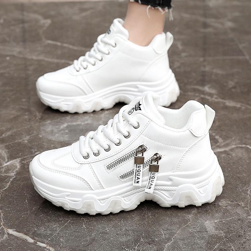 ZY7830 Atmungsaktive weiße Schuhe - 2024 Frühling/Herbst Dünne Sohle, Höhenverstärkend, Langlebig Koreanischer College-Trend