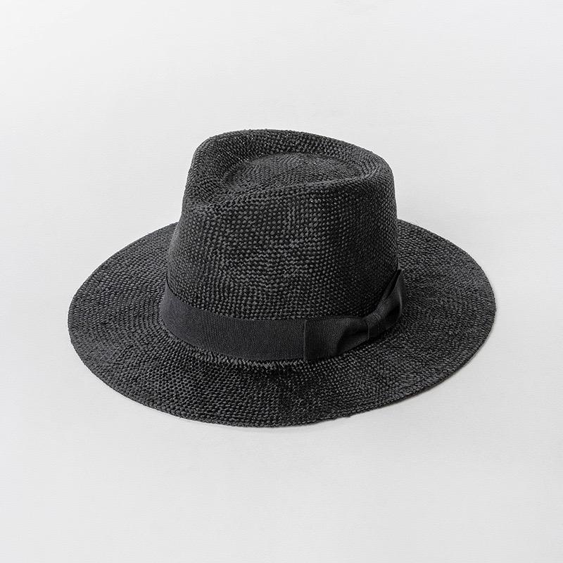 

Summer Dyed Natural Grass Bow Panama Jazz Hats Women Beach Casual Fedora Outdoor Sunscreen Designer Hat Derby Party Custom Cap 54-58cm чорний