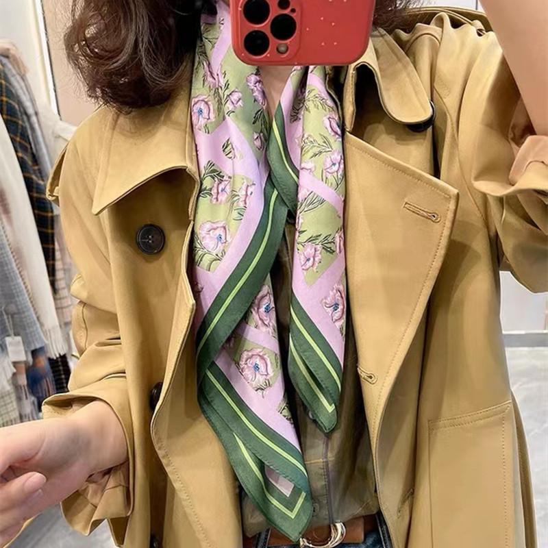 2025 Luxus Seide Schmaler Schal Taschengriff Band Damen Kleine Katze Print Stirnband Kleine Haarschals Band Damen Taschentuch