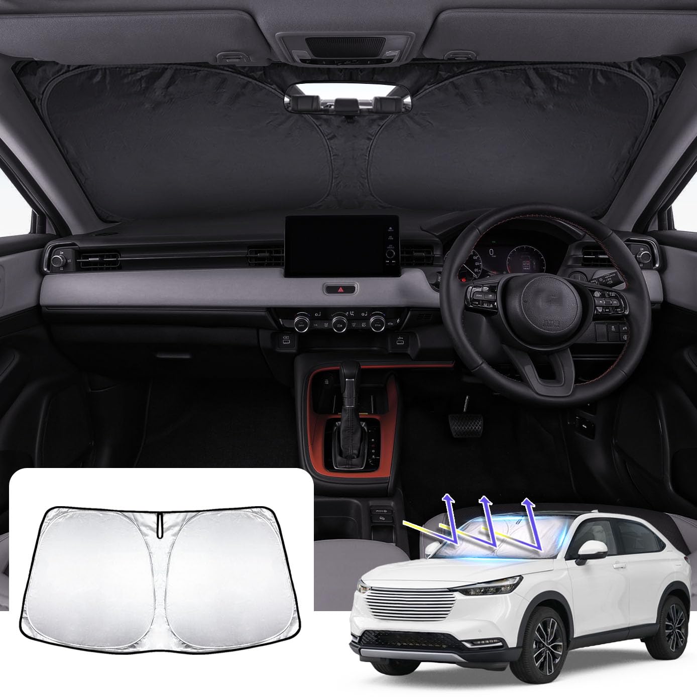 

HUDIY New Vezel Car Front Sunshade Car Sunshade VEZEL 2021 Windshield Car Sunshade Good Light Blocking Shade Sunshade Sleeping in the Car Foldable