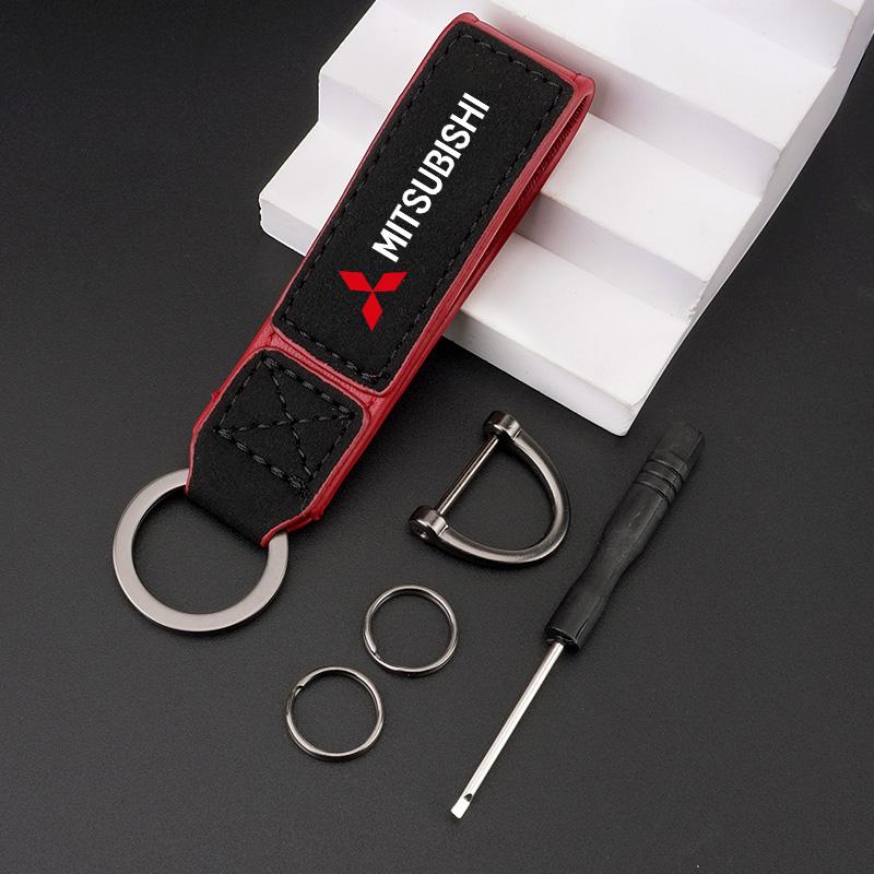 Cxbkdv1 New Suede Leather Anti-Lost Car Key Chain Pendant Buckle For Mitsubishi Eclipse Lancer Outlander Pajero ASX Colt Space Triton Ex