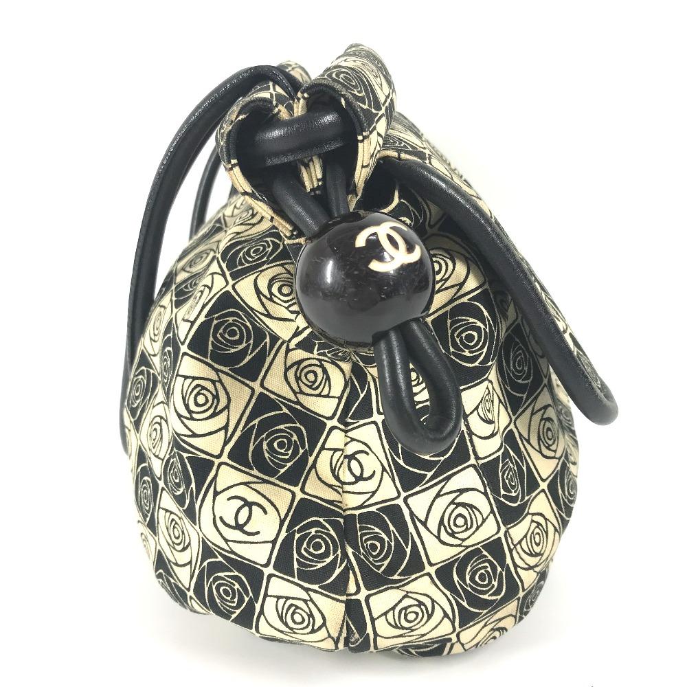 CHANEL Coco ball Camellia CC CC Mark Shoulder Bag Tote Bag Canvas Black/White