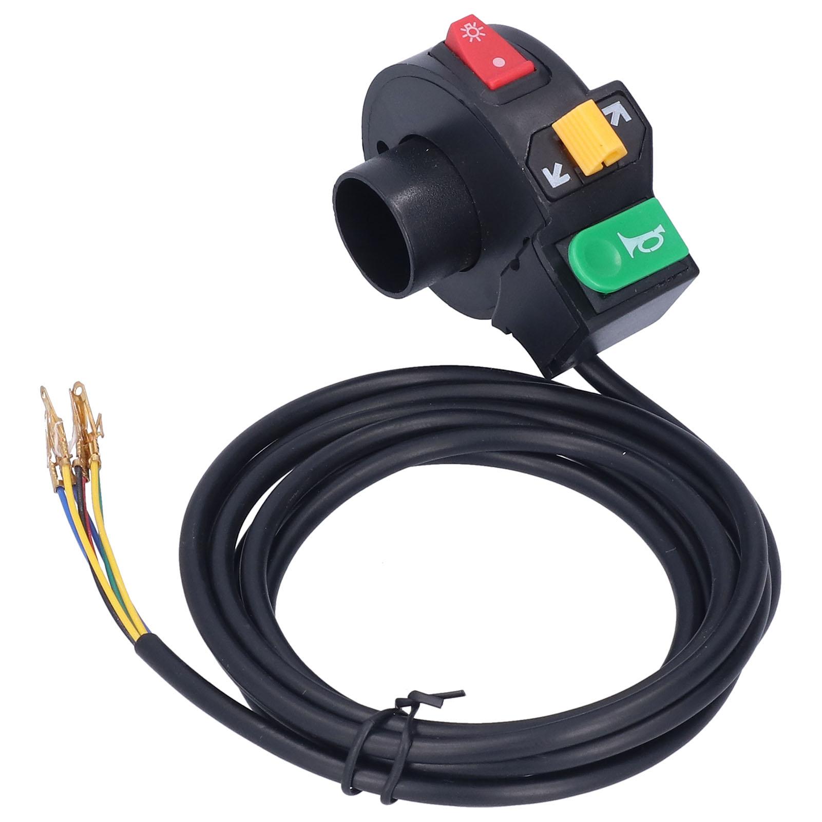 

22mm 0.9in 3 in 1 Bike Handbar Control Switch Waterproof PVC Horn Turn Signal Headlight Universal