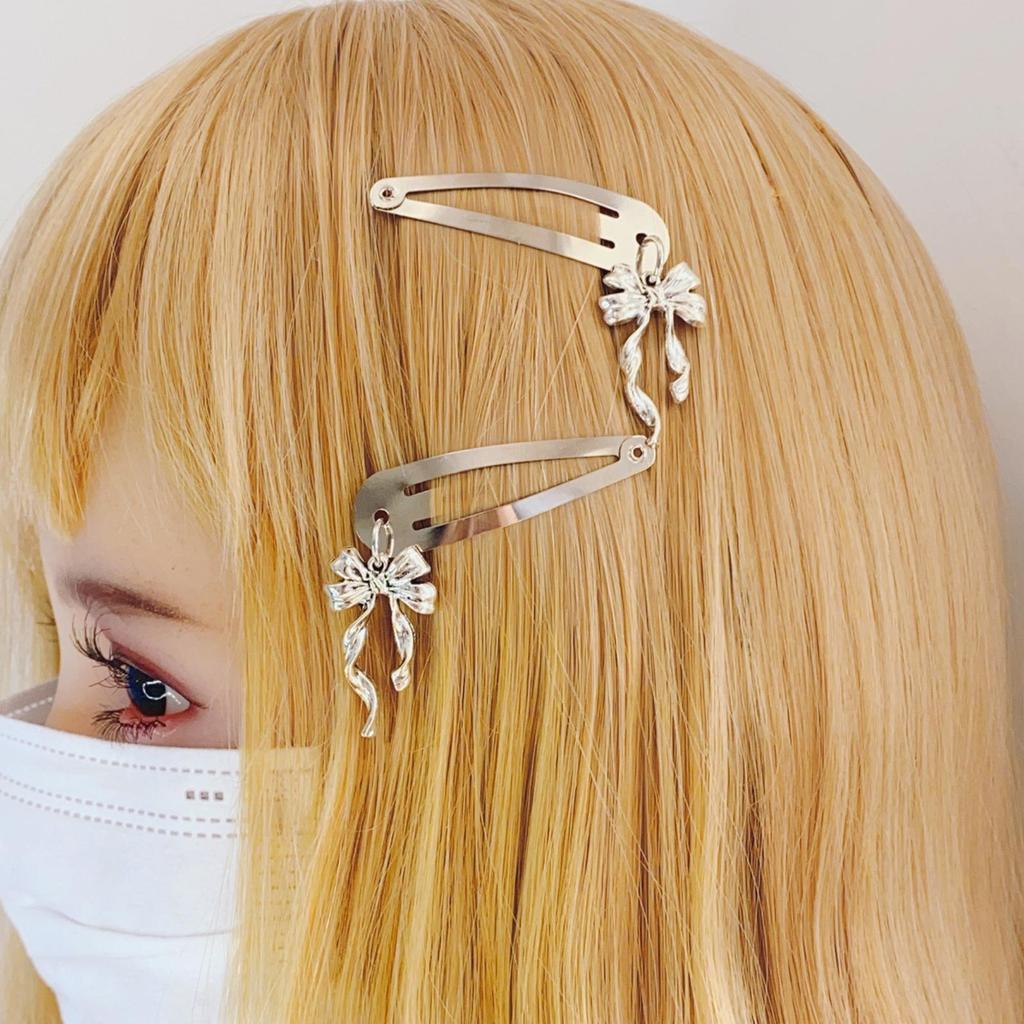 Ästhetische Schleifen-Haarnadel Metall-Entenschnabel-Klammer Haarnadeln Französische Seitenklammer 2000er Jahre Haarklammer Haarstyling-Accessoire für Damen