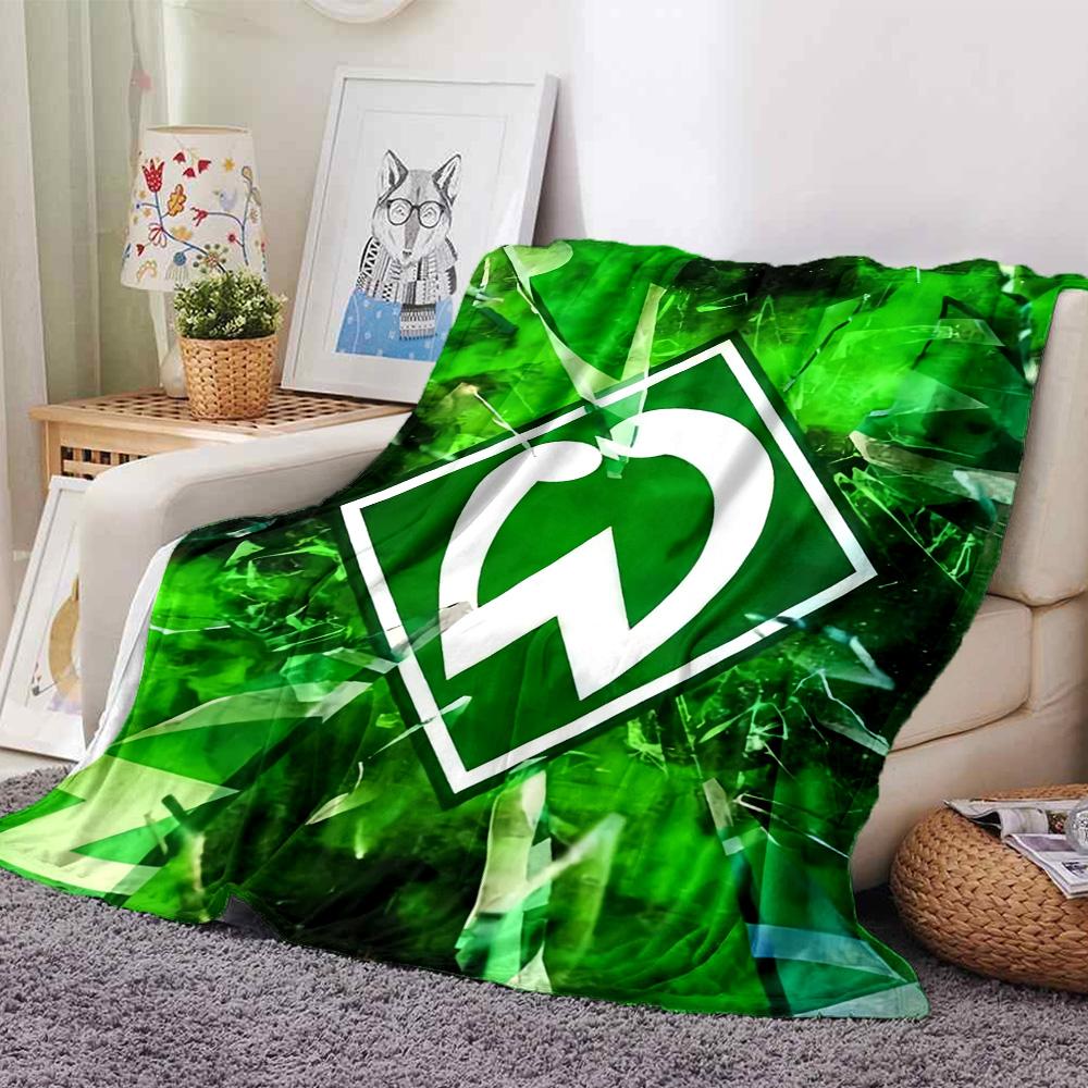 Fußballverein Diamant Logo Zerbrochene Grüne Textur Druck Flanelldecke Fußball Grafik Weiche Kuscheldecke Sportfan Schlafzimmer Dekor