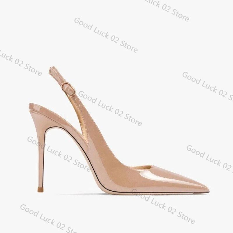 Fashion Sexy High-heeled Sandals with Pointed Tips and Elegant 2025 Summer Patent Leather Strappy Fashionable Party Women's Shoes