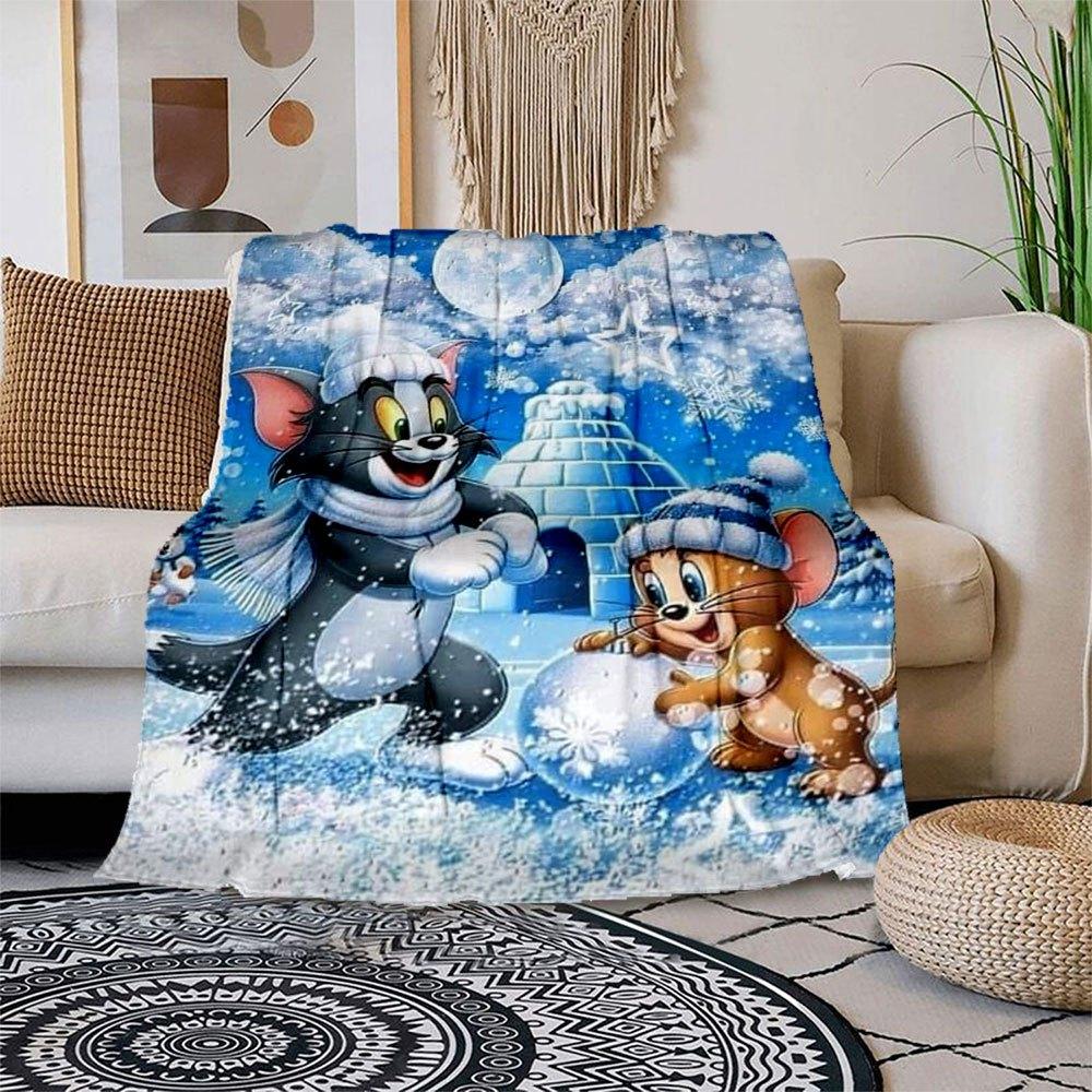 

Tom & Jerry Winter Wonderland Christmas PosterBlanket Flannel Throw Blanket for Sofa, Bed, Travel, Camping, Office 100x150cm