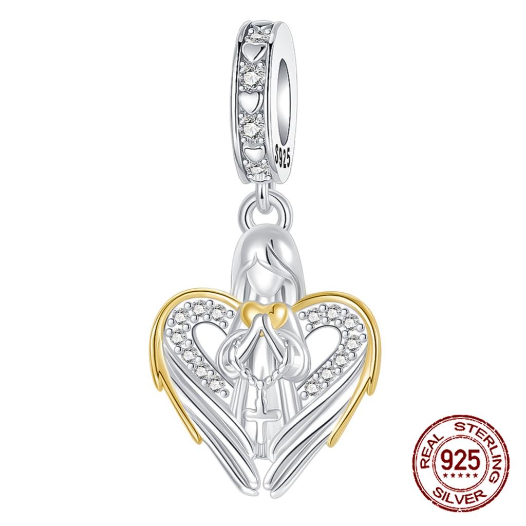 Copper Intercessor Prayer Angel Divine Protection Pendant Charm Compatible With Authentic Charm Bead Charms Bracelets Women Do It Yourself Jewellery G