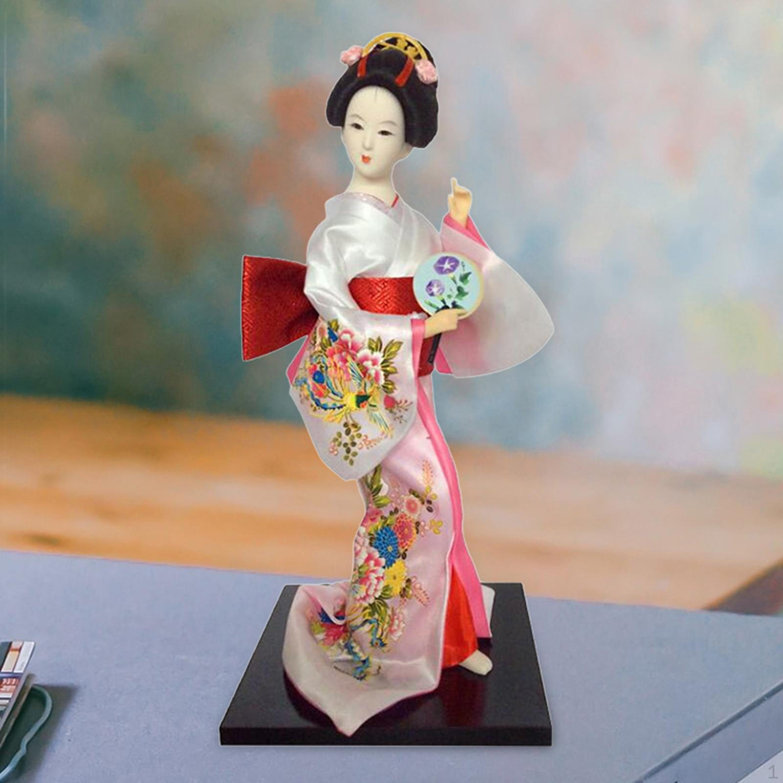 

12-дюймовая японская гейша, азиатская кукла, леди, статуэтка, этнические куклы для полки White and Pink
