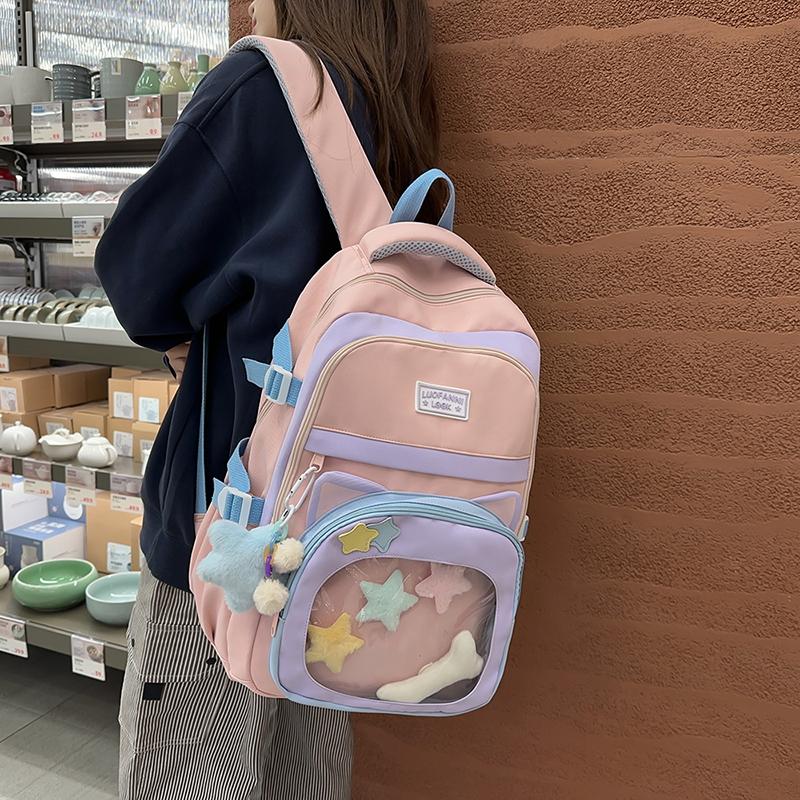 Mochila Escolar de Dibujos Animados para Mujer de Gran Capacidad para Estudiante de Secundaria