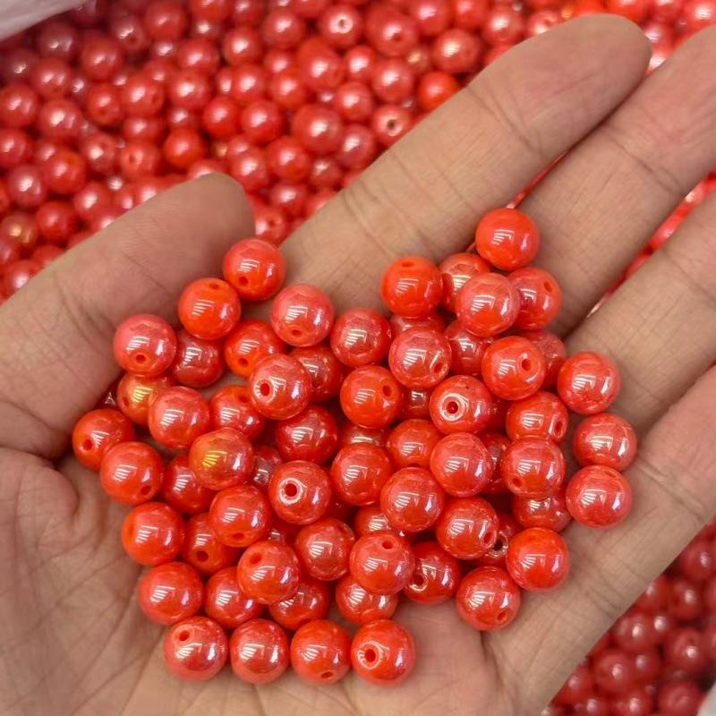 8mm Round Iridescent Tourmaline Beads for DIY Bracelets, Necklaces, Phone Straps, and Clothing Accessories