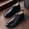 Winter Men's Dad Cotton Shoes Leather Fleece Warm Casual Leather Shoes Soft Leather Lace-up Thickened Fleece Men's Cotton Shoes
