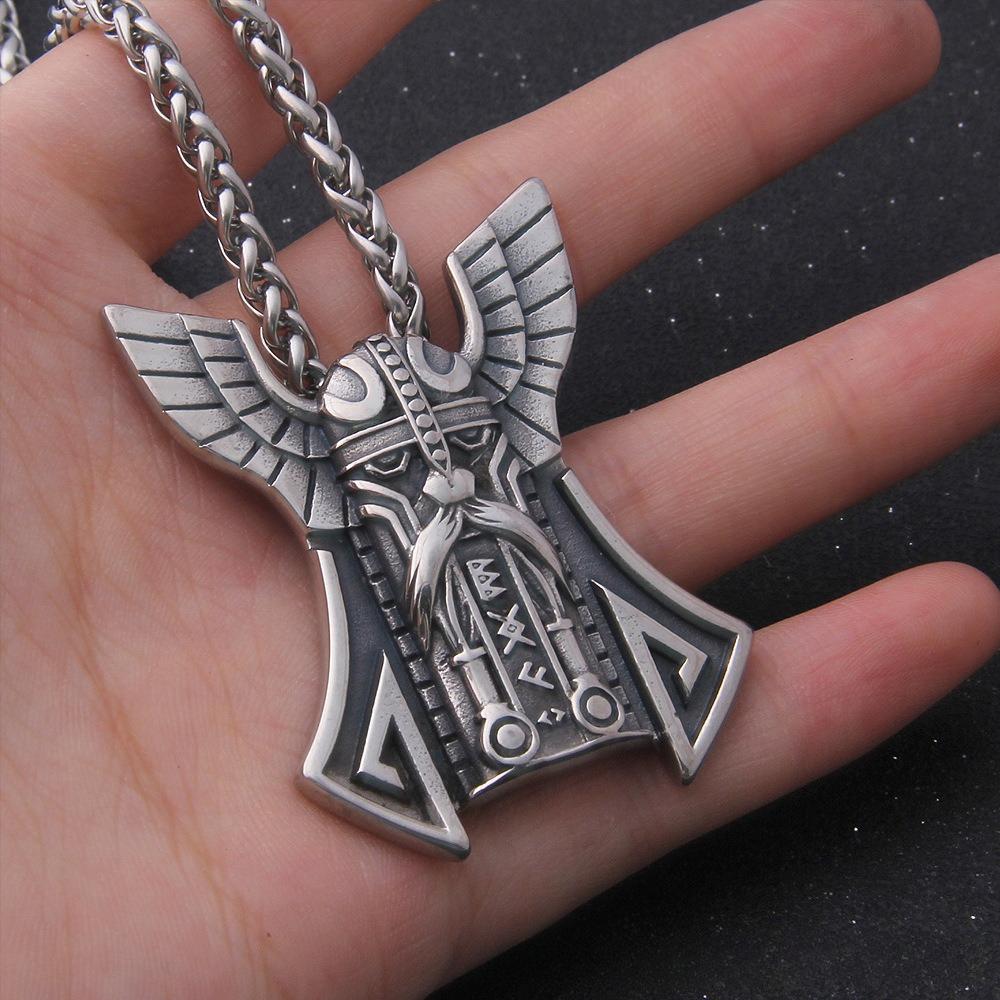 Nordic Celtic Odin Shield Pendant Viking Axe Necklace Men's Trendy Accessories