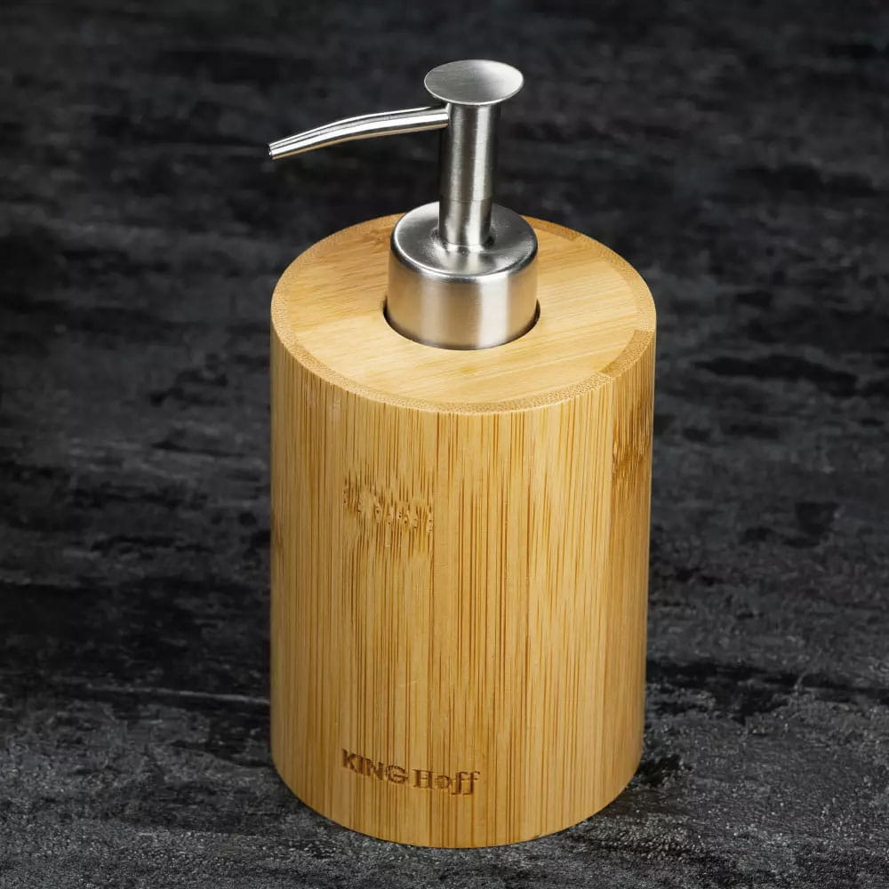 Dozownik Do Mydła W Płynie Pianie Pojemnik Na Mydło Stojący Bambus KINGHOFF