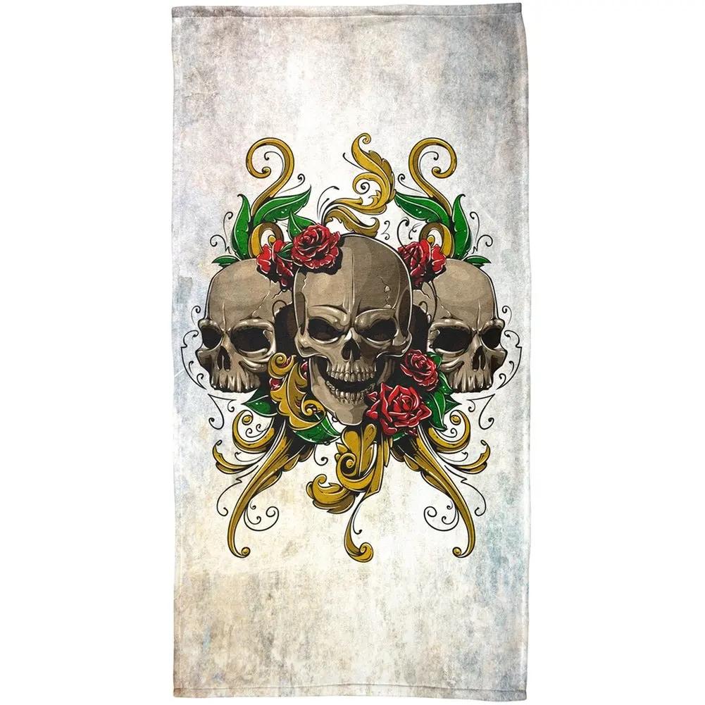 Gotisches Totenkopfmuster Druck Strandtuch Mikrofaser Abdeckung Sonnenschutzdecke Heimdekoration Yoga Fitnessstudio Schnelltrocknend Schwimmponcho Handtuch