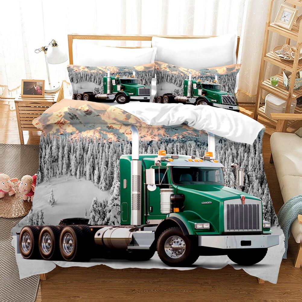 Truck Pattern Duvet/Quilt Cover with Pillowcase Bedding Set Full Size Queen King Bed for Bedroom Decor