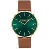 Men’s Quartz Brown Leather Strap Green Dial 41mm Watch 14602435