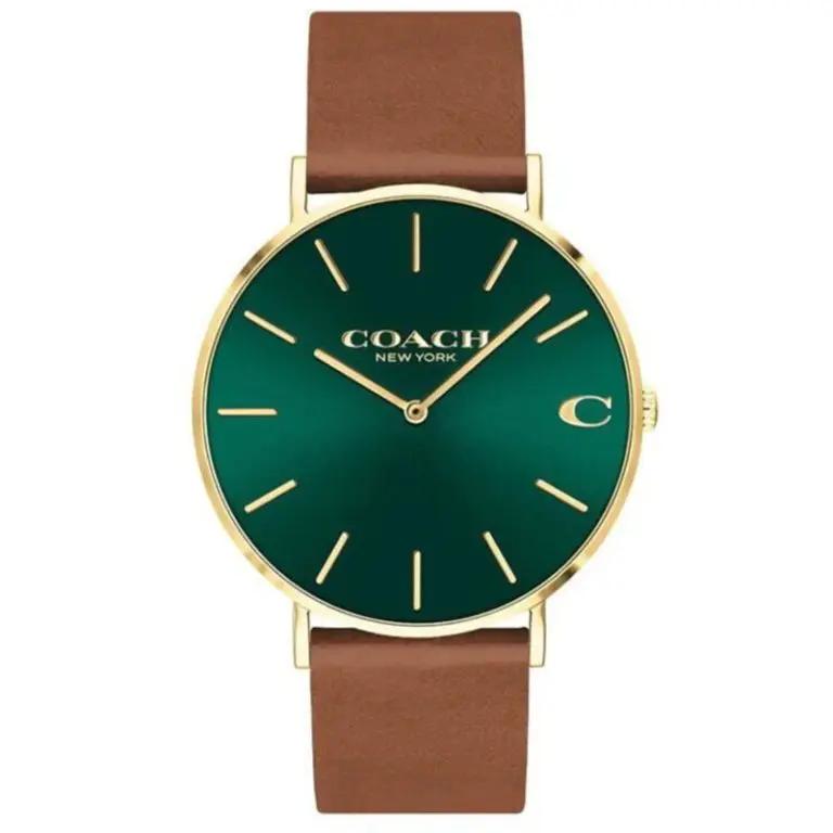 

Coach Men’s Quartz Brown Leather Strap Green Dial 41mm Watch 14602435 коричневый
