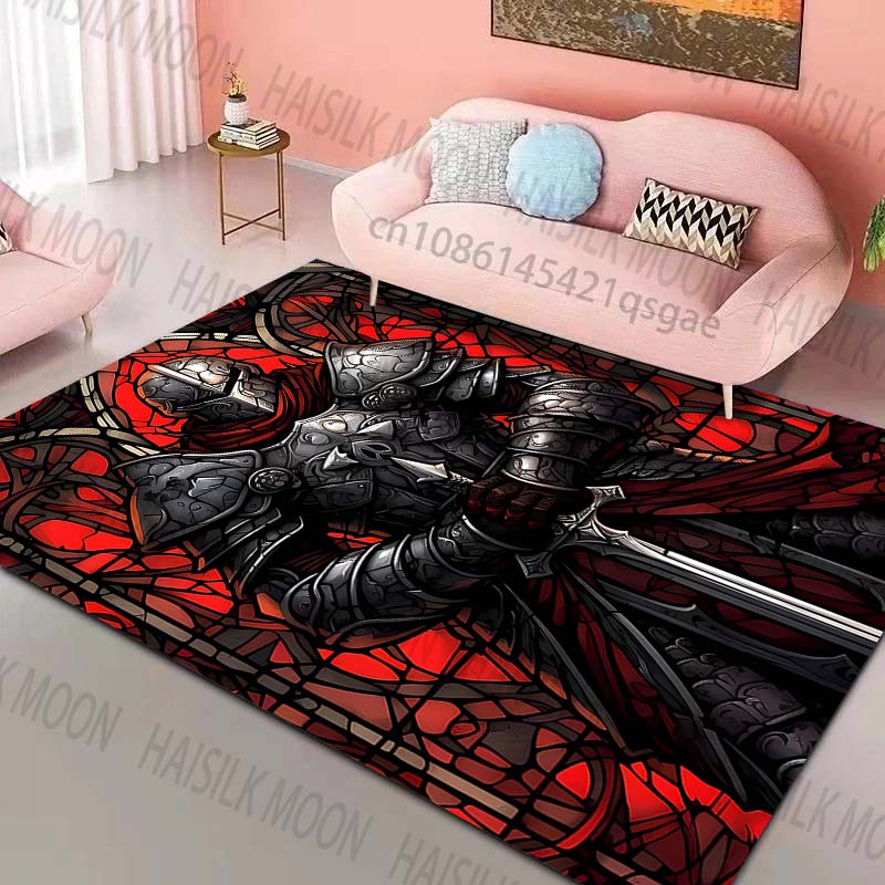 

Knight armor with red background Pattern Rug Carpets for Bedroom Living Room Sofa Mat Creative Door Mat Cloakroom Home Decor 40x60cm