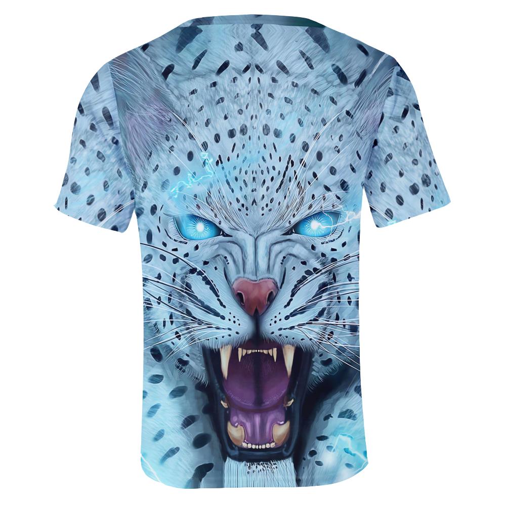 Koszule Męskie z Nadrukiem Lamparta Krótki Rękaw Topy Unisex Streetwear