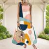 Women Plus Size Grey Black White Printed Scoop Neck Sleeveless A Line Maxi Dress