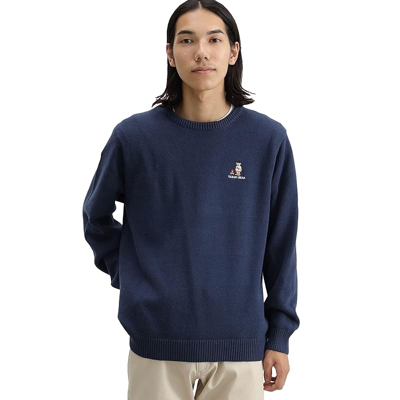 

[Beams Heart] L/S knit bear embroidery crew neck knit men s NAVY S