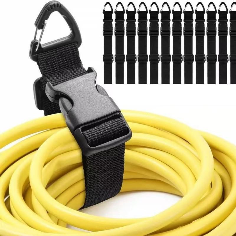 45cm Schwarzer Verstellbarer Verlängerungskabel-Organizer mit 3-Achsen-Schnalle Strapazierfähiges Aufbewahrungsband-Wrap für Werkstatt Garage Kabelmanagement-Werkzeug
