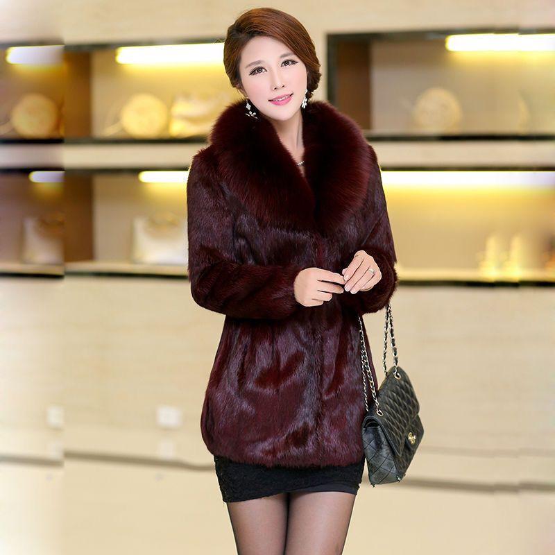 

Одежда высшего качества M-6XL, куртка большого размера, шикарная и элегантная женская шуба из искусственного меха, очень теплая ветрозащитная одежда из искусственного меха норки для мамы с v-образным вырезом 4XL вино красного