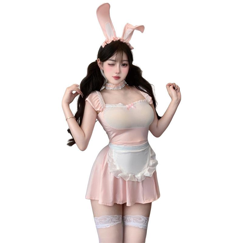 Sexy lingerie pure lust lace perspective maid uniform passion free hot bunny suit