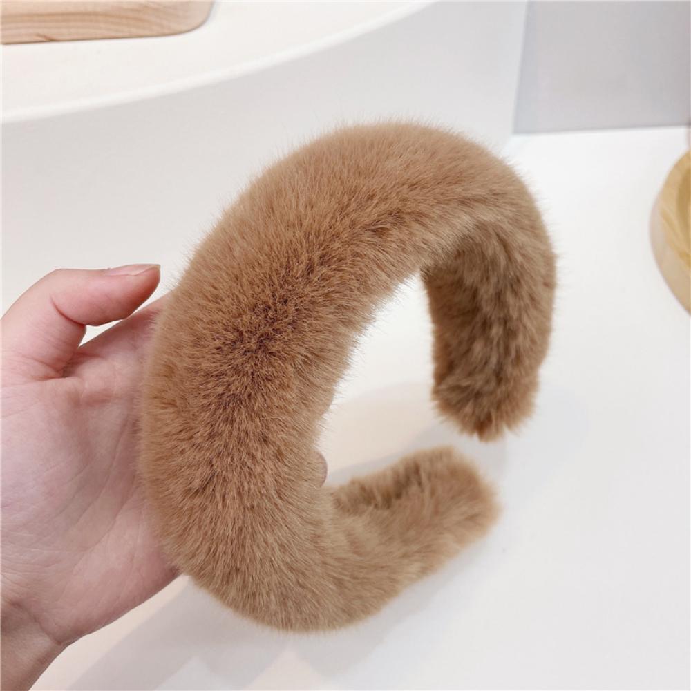 Women Girls Plush Widen Thicken Plush Sponge Hair Bands Faux Fur Padded Headbands Soft Fluffy Furry Hair Hoops Winter Headdress