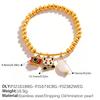 Seaside vacation wind cartoon bear flower DIY multi-pendant gold beaded bracelet summer versatile jewelry