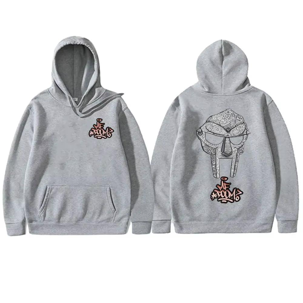 Rapper Mf Doom Madvillain Metal Mask Face Poster Graphic Print Hoodies Men Women Streetwear Hip Hop Fashion Harajuku Y2K Sweatshirt Oversized Pullover
