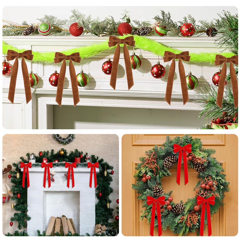 12 Stück Samt-Weihnachtsschleifen Weihnachtsbaum DIY Hängende Ornamente Band Schleife Geschenkverpackung Schleifen Weihnachtsfeier Geschenke