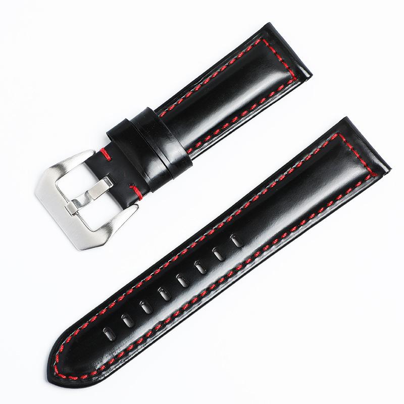 Pena Leather Strap Oil Wax First Layer Cowhide Open Edge Bead Sports Bracelet 22/24mm Watch Strap