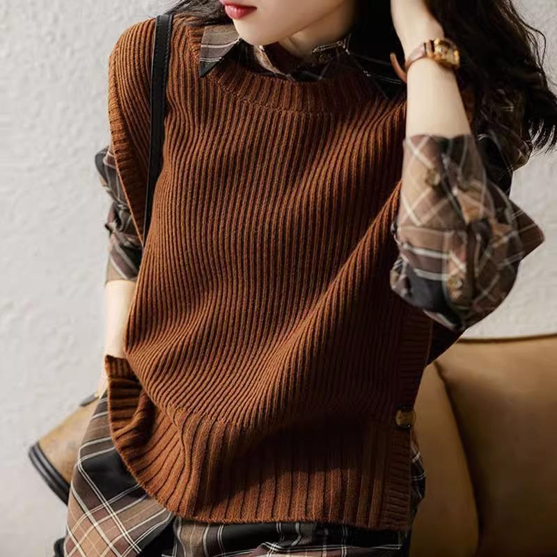 Women S French Style Loose Knit Sleeveless Vest Autumn Winter Outerwear