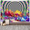 Psychedelic Mountain Cactus Tapestry Trippy Abstract Landscape Boho Wall Art for Bedroom Dorm Hippie Decor