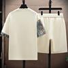 New Chinese Style Splicing Leisure Sports Suit Men's Summer Short Sleeved Shorts Loose Trendy Two-piece Set