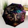 Fantasy Dragon with Flowers Circular  DecorUmbrella, Portable 3-Fold Compact Umbrella,Christmas Gift ES587