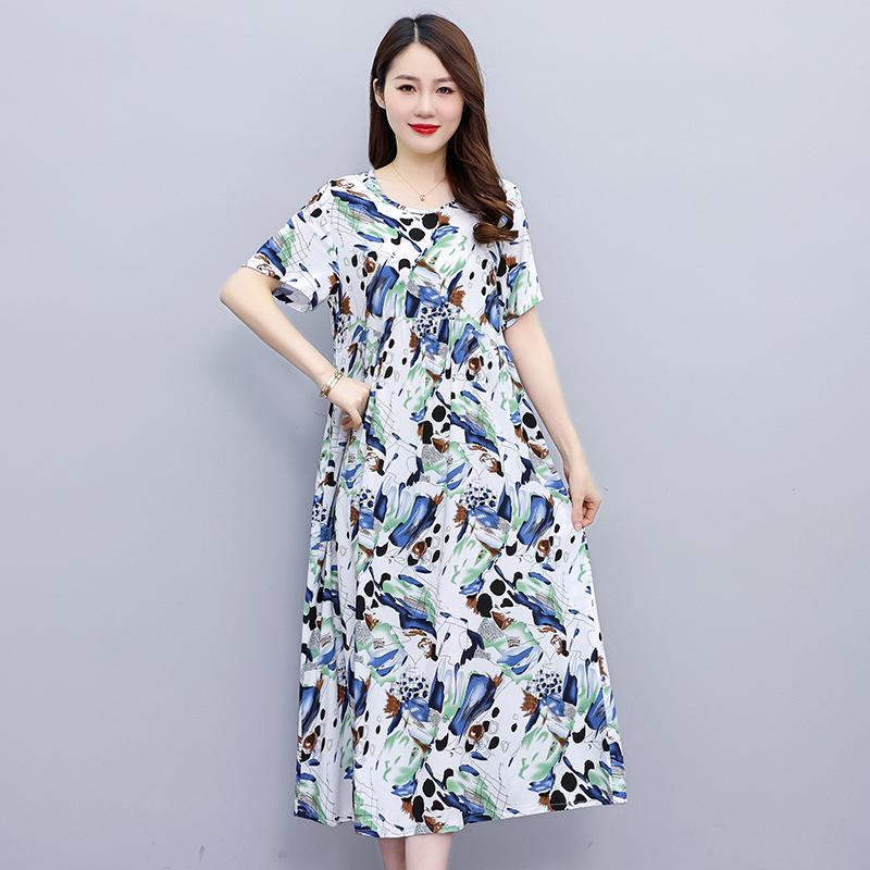 Casualowe letnie sukienki damskie z krótkim rękawem Eleganckie długie sukienki dla pań