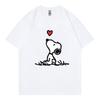 Snoopy Cartoon Anime Unisex Tshirt Summer Short Sleeve White Cotton Unisex Tee Shirts Tops 2025 New Fashion Clothes Breathable