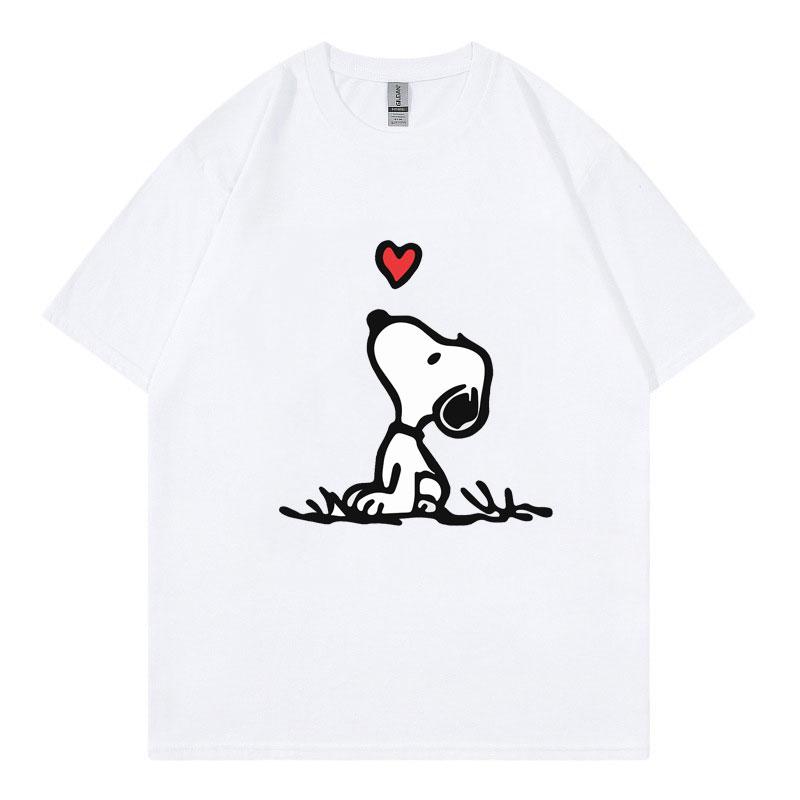 Snoopy Cartoon Anime Unisex Tshirt Summer Short Sleeve White Cotton Unisex Tee Shirts Tops 2025 New Fashion Clothes Breathable