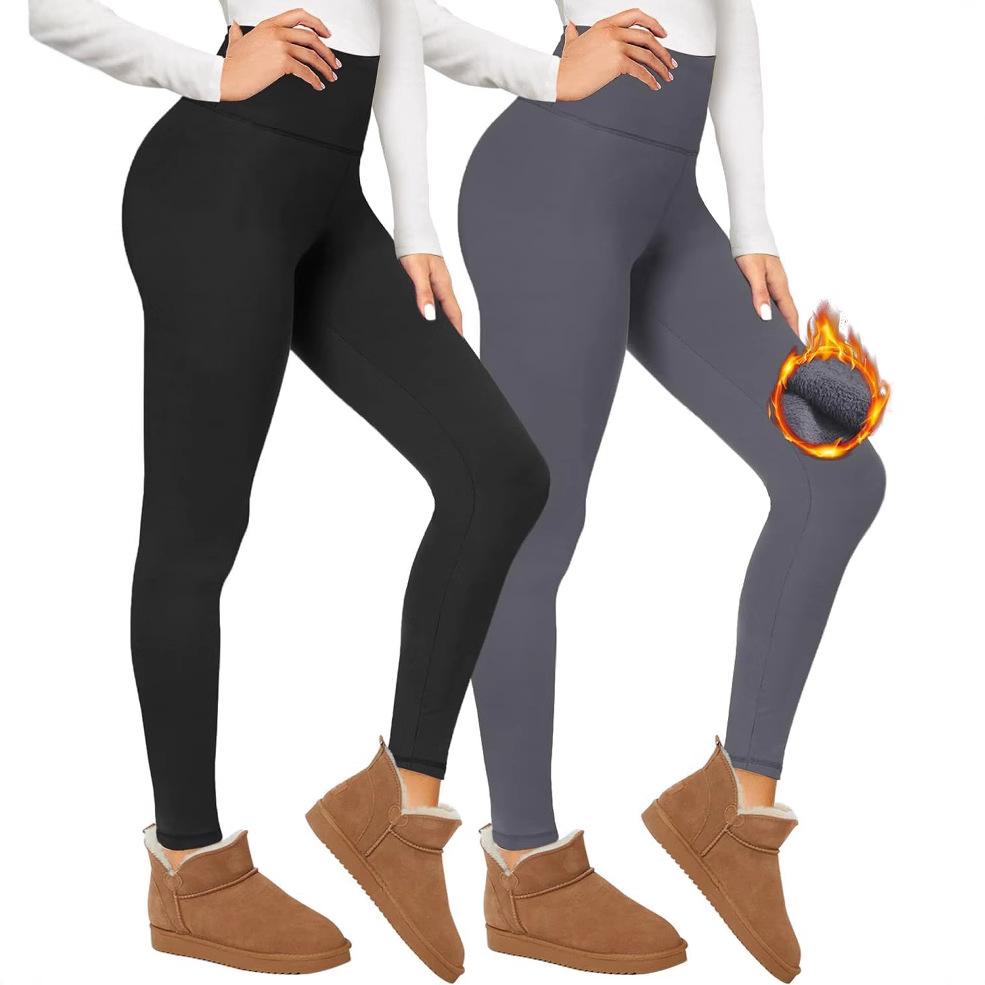Women's High Waist Leggings Slim Fit Thermal Fleece Lined Yoga Pants For Winter Sports Workout
