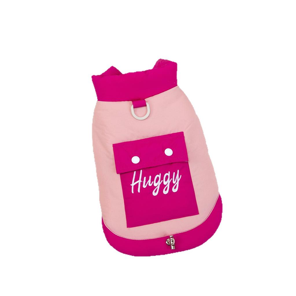 Pet dog winter clothes teddy than bear go out warm thickened fabric with leash buckle 11 candy pocket cotton coat